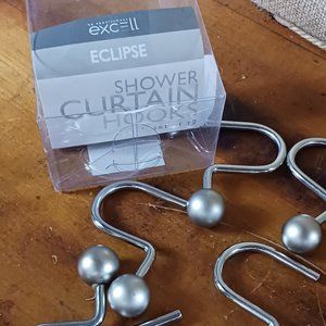 12 Silver Colored Shower Curtain Hooks